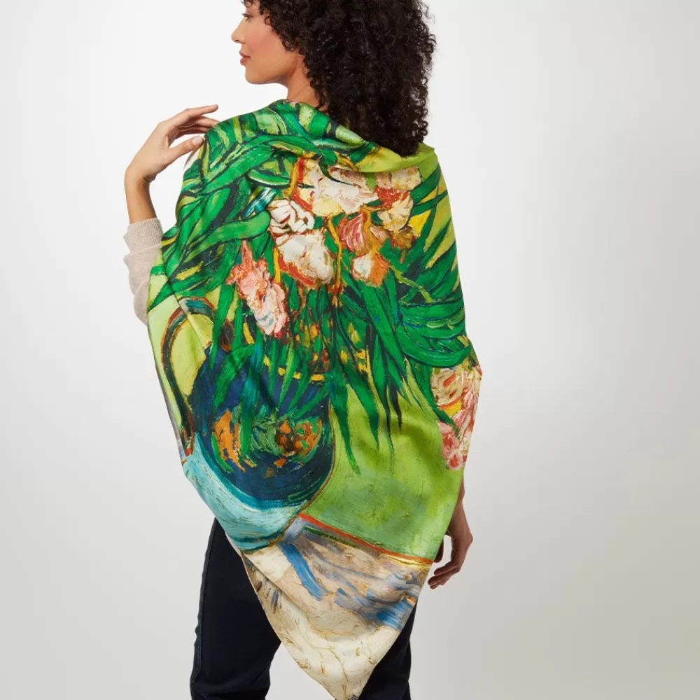 Fashion Van Gogh Oleanders Oversize Square Silk Scarf Scarves & Wraps