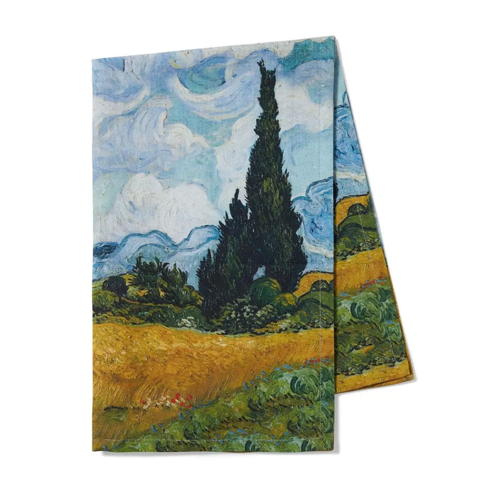 Outlet Van Gogh Wheat Field With Cypresses Tea Towel Decorative Accents