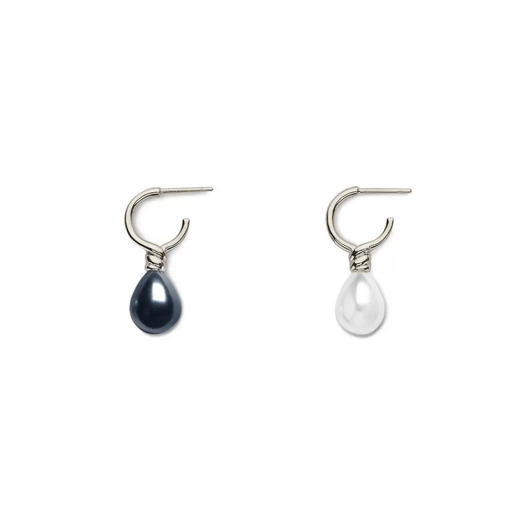 Outlet Venus Pearl Silver Drop Earrings, Black/White Earrings