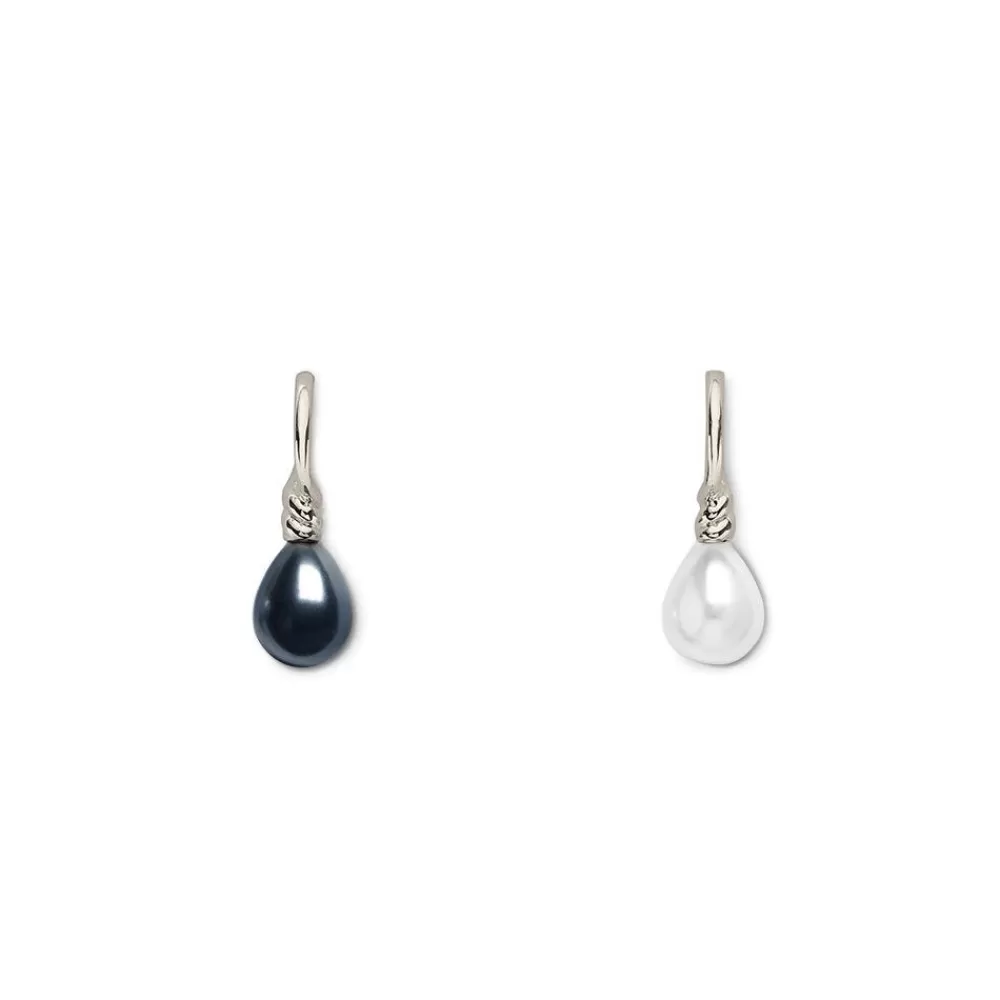 Outlet Venus Pearl Silver Drop Earrings, Black/White Earrings