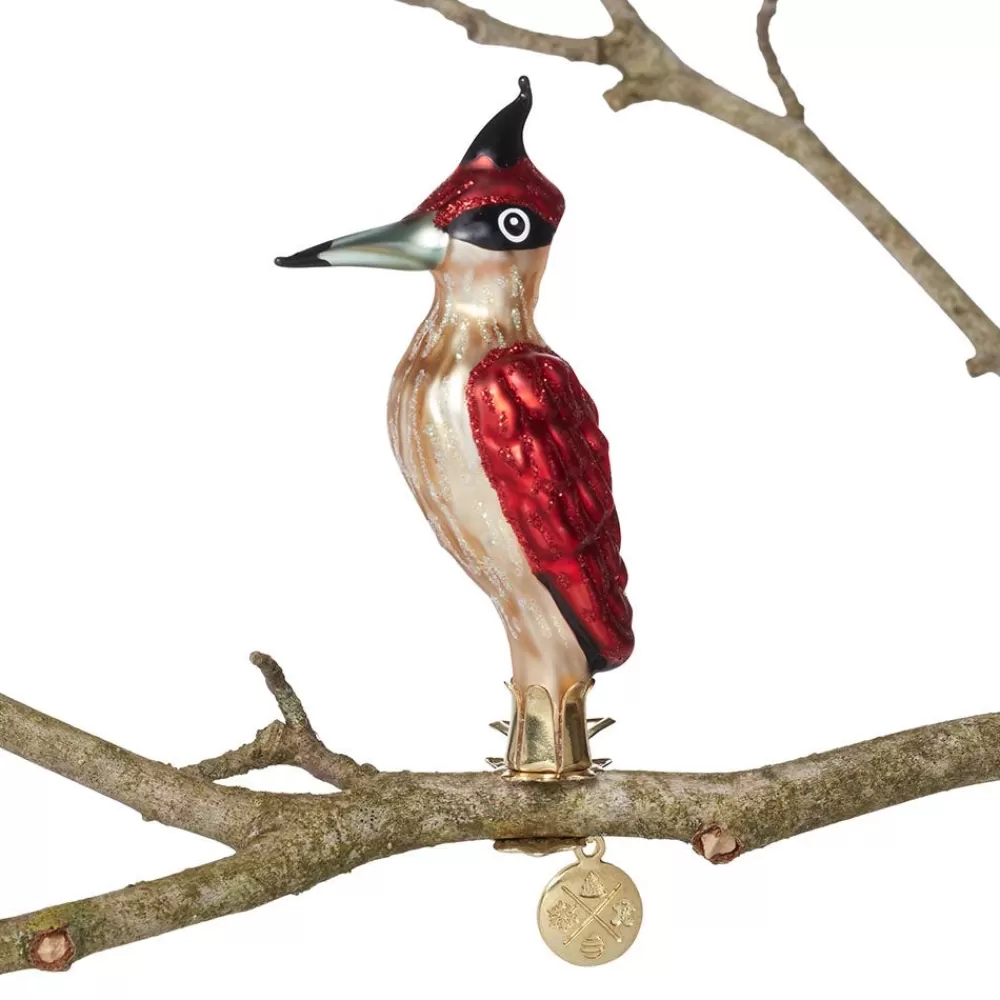 New Woodpecker Glass Ornament Ornaments